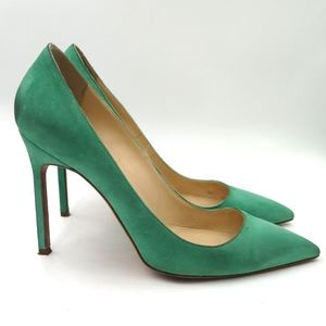 MANOLO BLAHNIK BB105 GREEN SUEDE SIZE 8/38